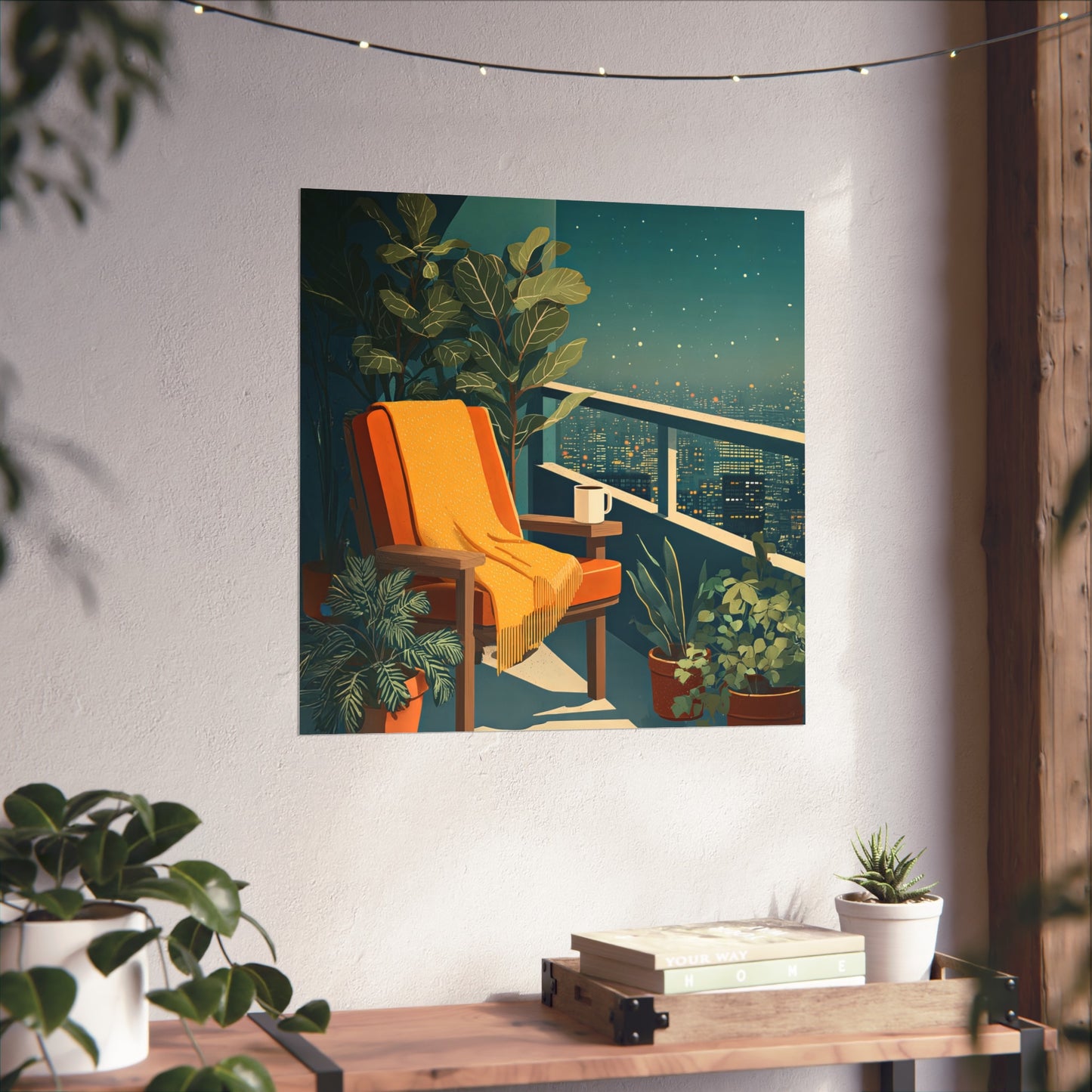 Cinematic Cityscape Quiet Luxury Night Kitchen Poster