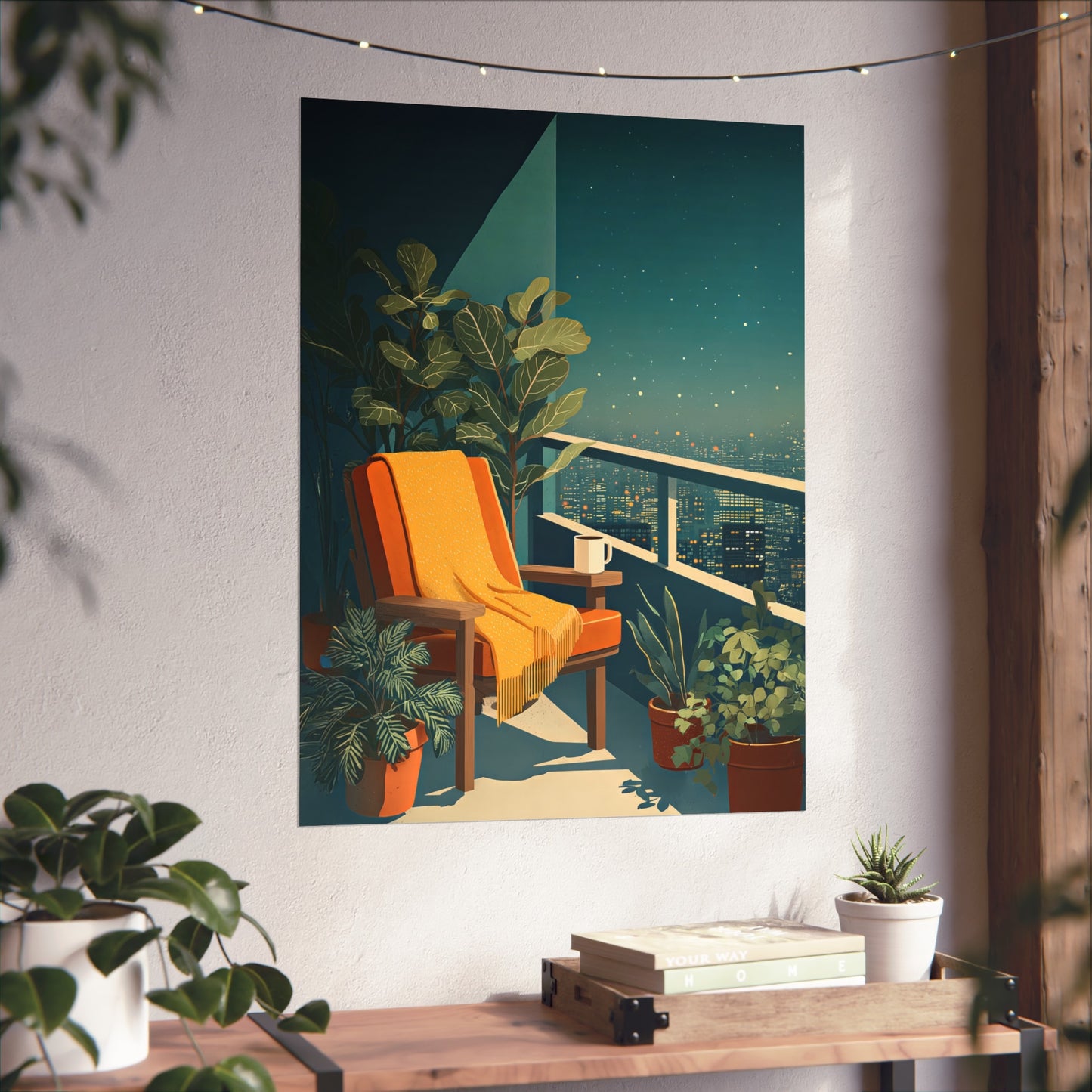 Cinematic Cityscape Quiet Luxury Night Kitchen Poster