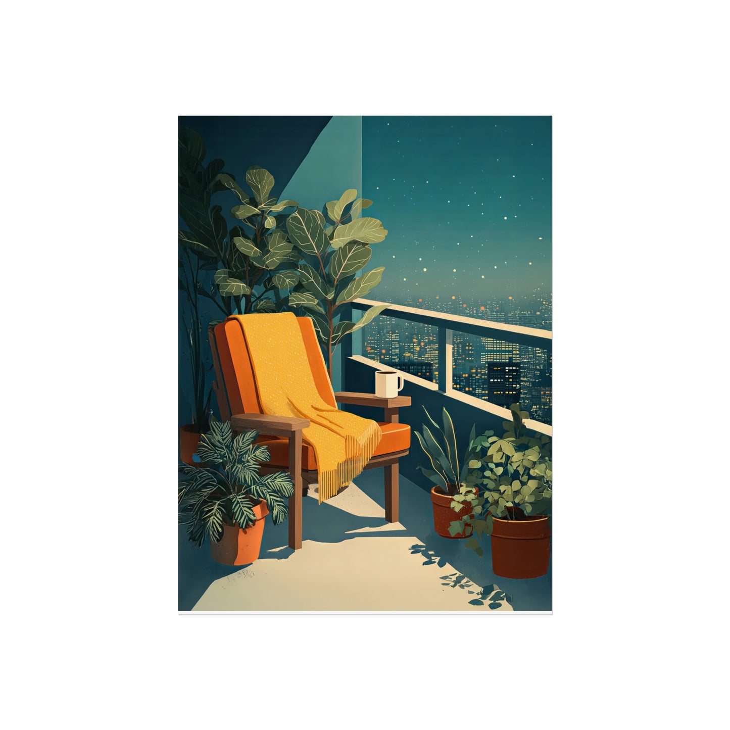 Cinematic Cityscape Quiet Luxury Night Kitchen Poster