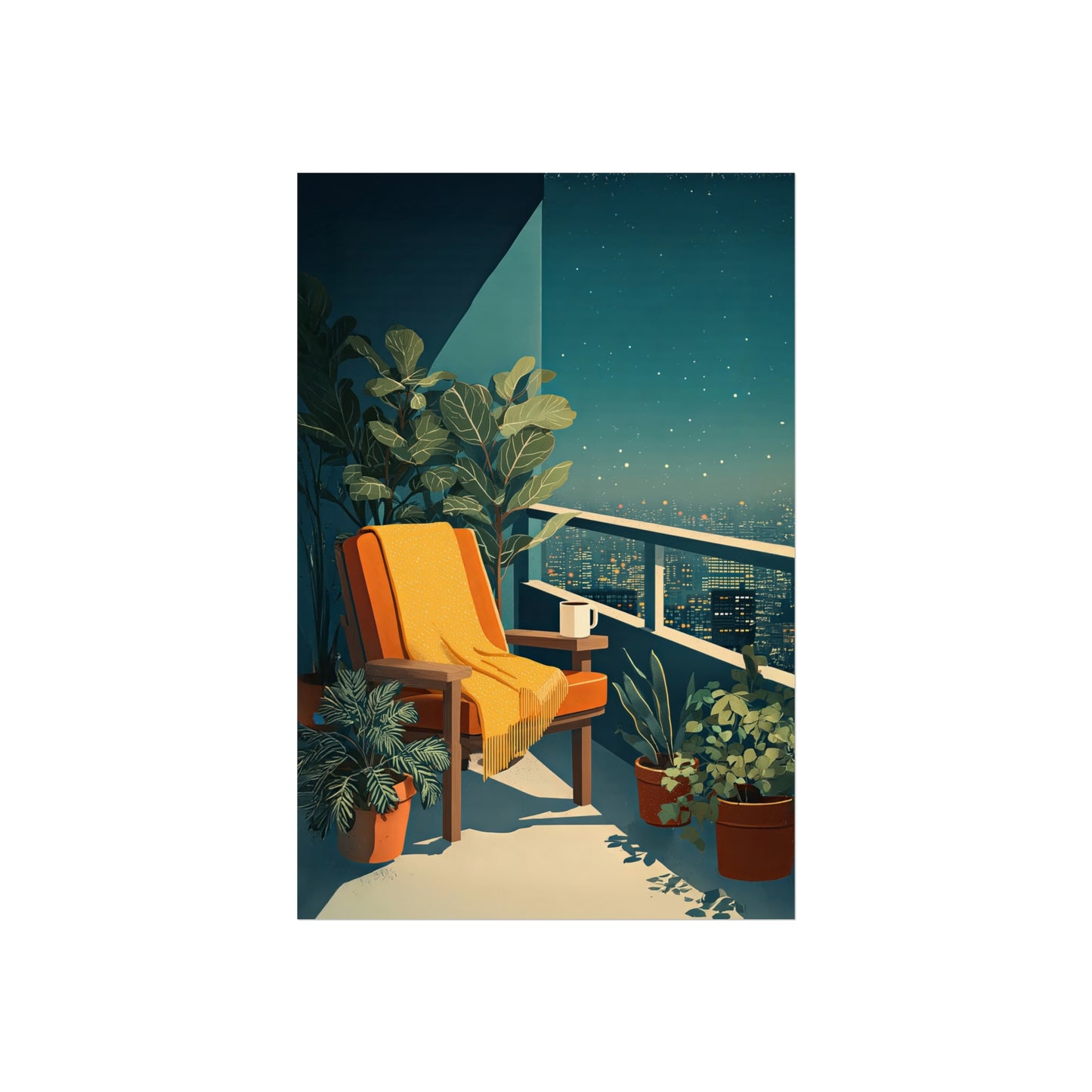 Cinematic Cityscape Quiet Luxury Night Kitchen Poster