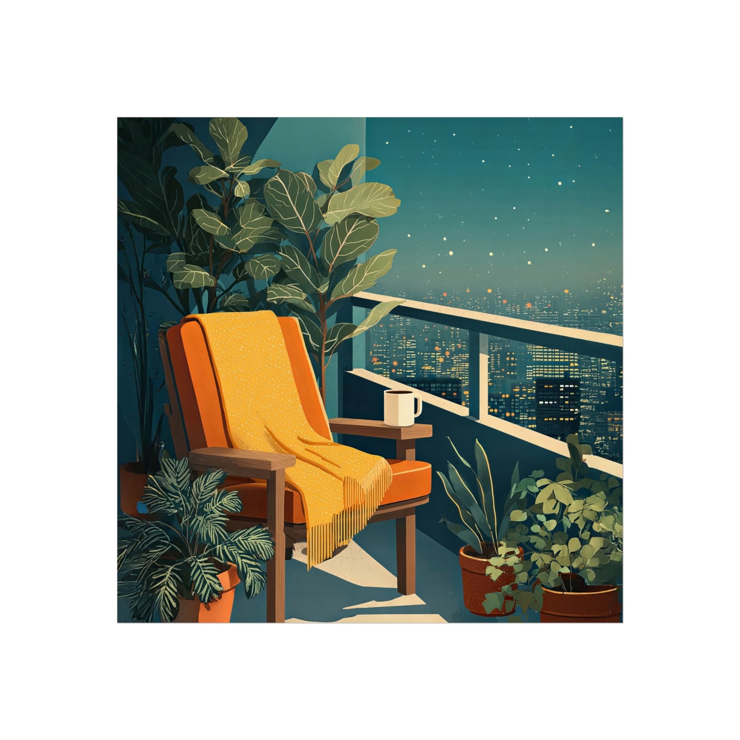 Cinematic Cityscape Quiet Luxury Night Kitchen Poster