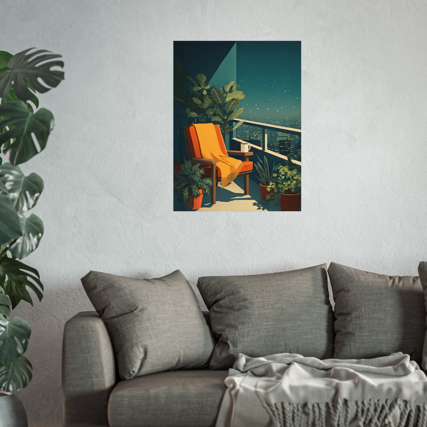 Cinematic Cityscape Quiet Luxury Night Kitchen Poster