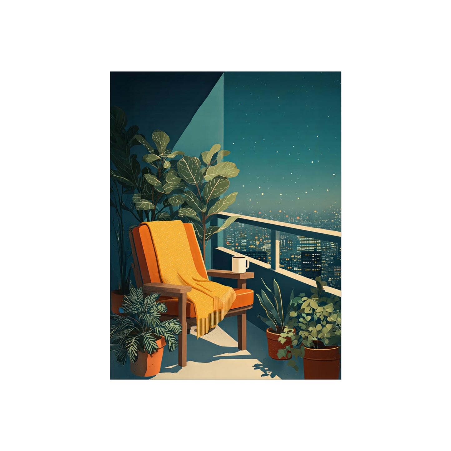 Cinematic Cityscape Quiet Luxury Night Kitchen Poster